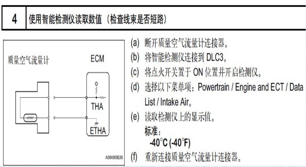 進(jìn)氣溫度傳感器的檢測 進(jìn)氣溫度傳感器的電阻檢測